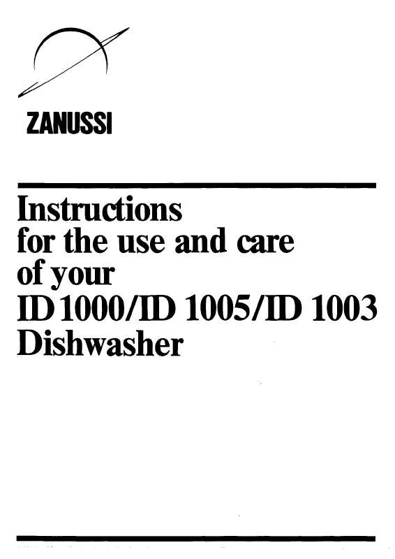Mode d'emploi ZANUSSI ID1000