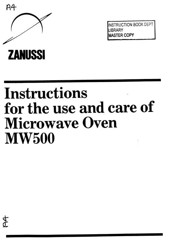 Mode d'emploi ZANUSSI MW500