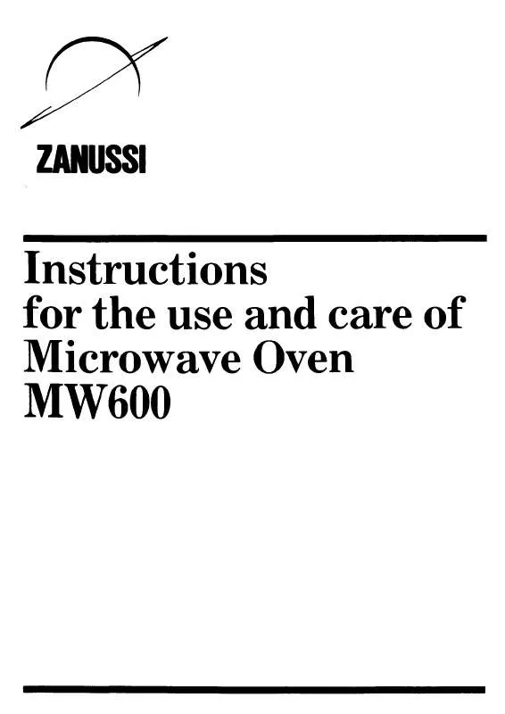 Mode d'emploi ZANUSSI MW600