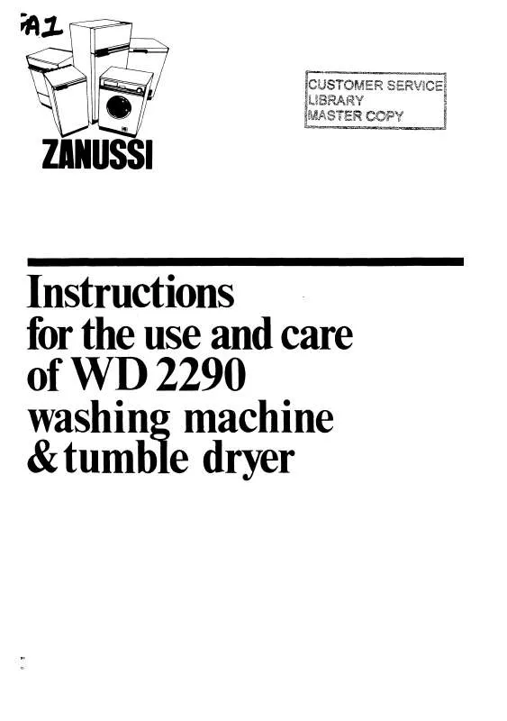 Mode d'emploi ZANUSSI WD2290