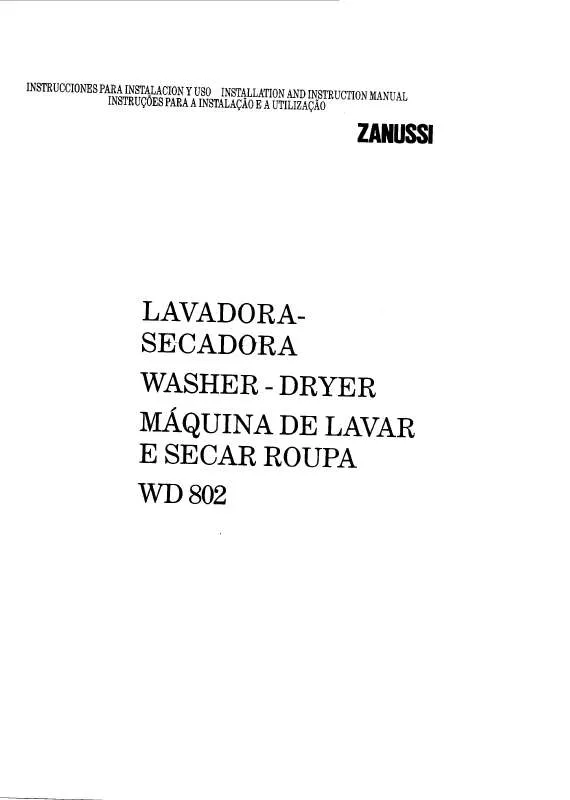 Mode d'emploi ZANUSSI WD802