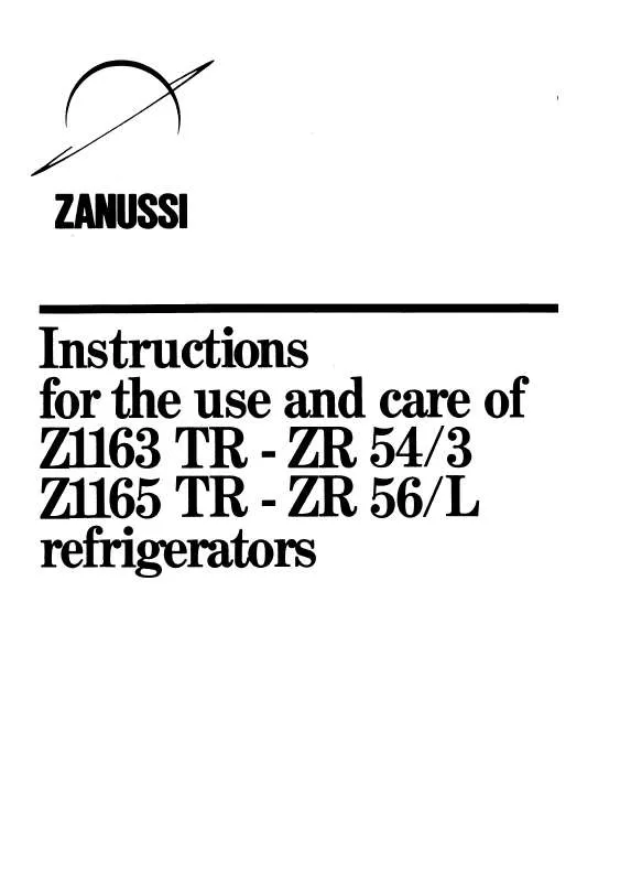 Mode d'emploi ZANUSSI Z1165TR