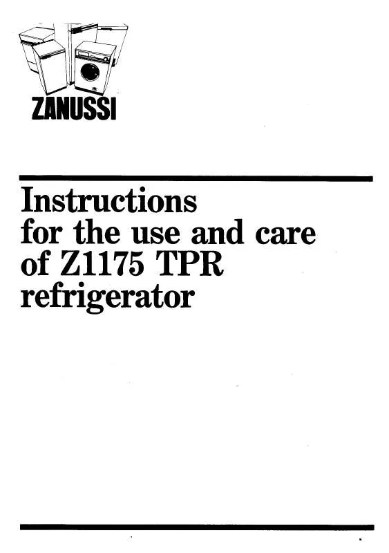 Mode d'emploi ZANUSSI Z1175TPR