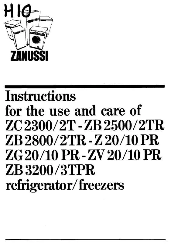 Mode d'emploi ZANUSSI Z20-10PR
