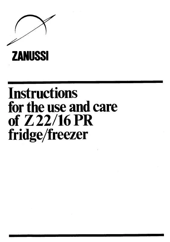 Mode d'emploi ZANUSSI Z22-16PR