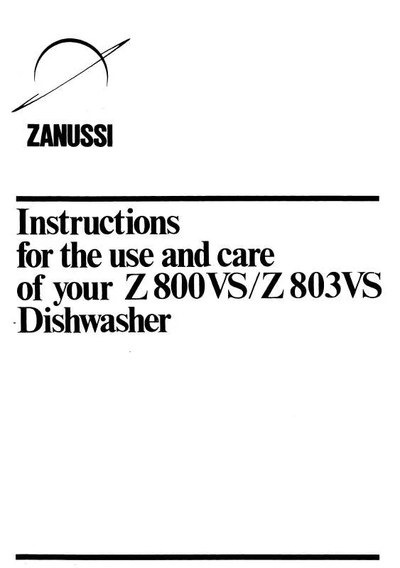 Mode d'emploi ZANUSSI Z803VS