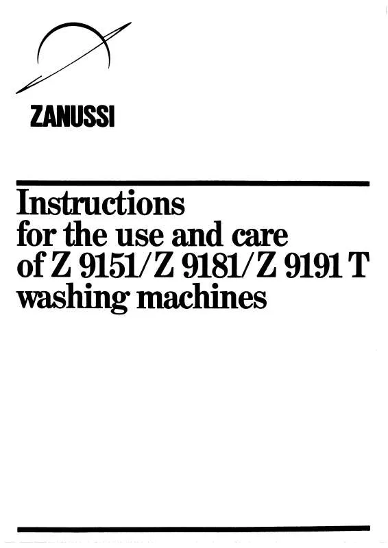 Mode d'emploi ZANUSSI Z9151