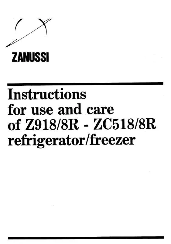 Mode d'emploi ZANUSSI Z918-8R