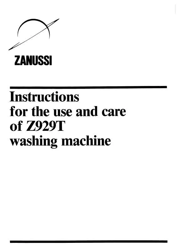 Mode d'emploi ZANUSSI Z929T
