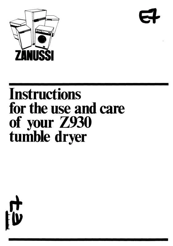 Mode d'emploi ZANUSSI Z930