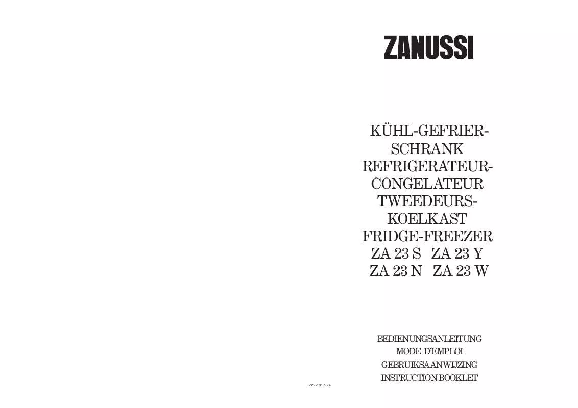 Mode d'emploi ZANUSSI ZA23W
