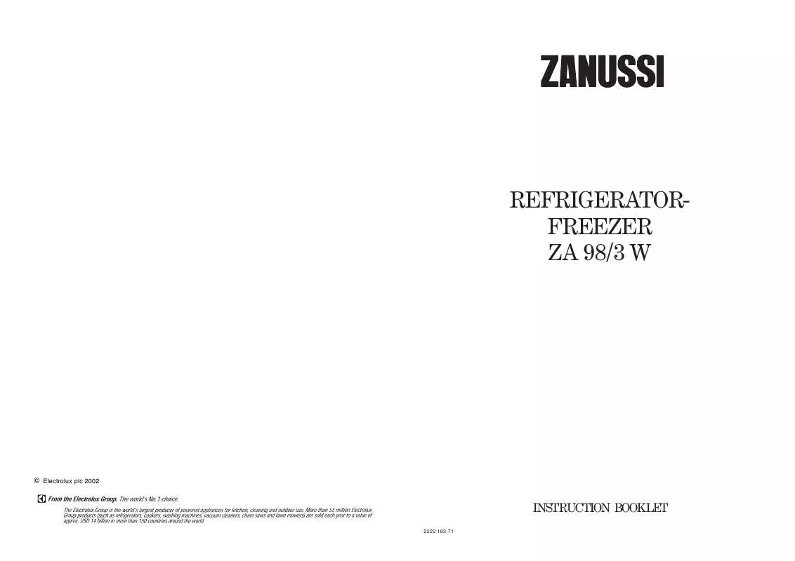 Mode d'emploi ZANUSSI ZA98/3W