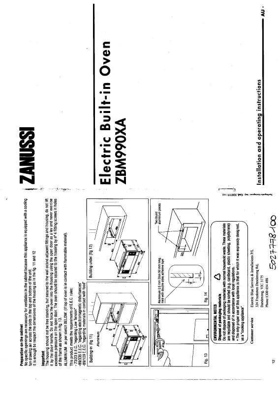 Mode d'emploi ZANUSSI ZBM990X