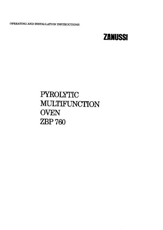 Mode d'emploi ZANUSSI ZBP760W