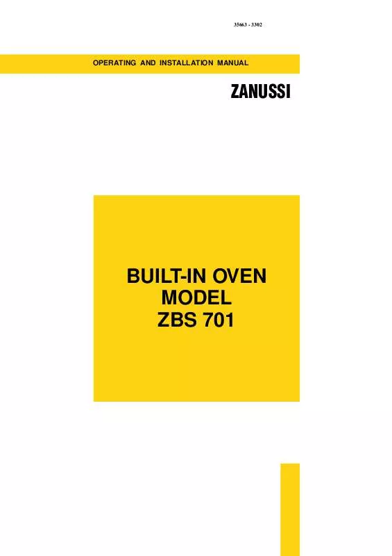 Mode d'emploi ZANUSSI ZBS701B