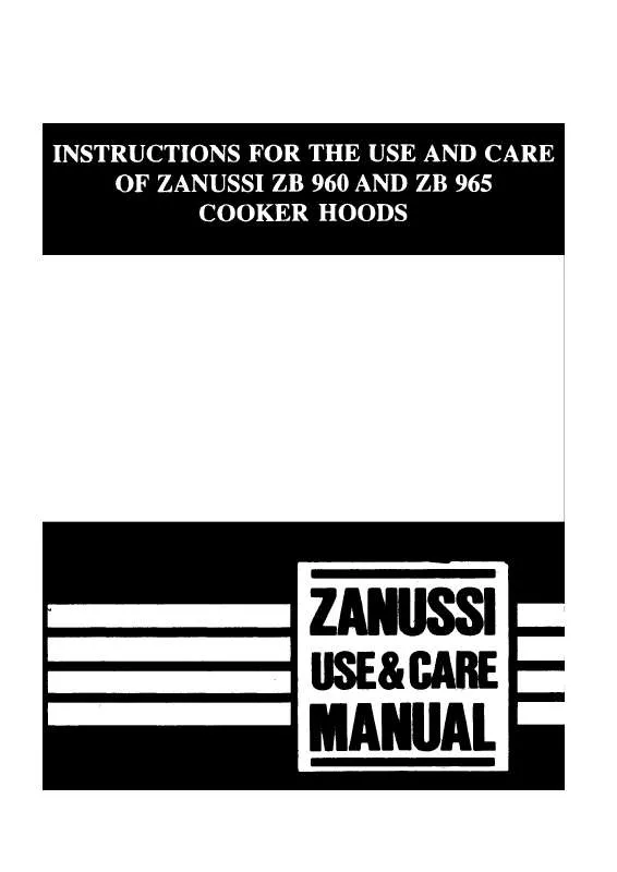 Mode d'emploi ZANUSSI ZBW965