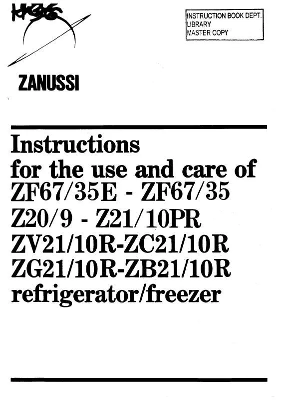 Mode d'emploi ZANUSSI ZC21-10R
