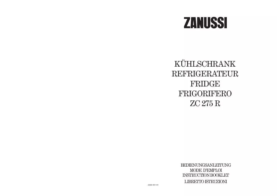 Mode d'emploi ZANUSSI ZC275R