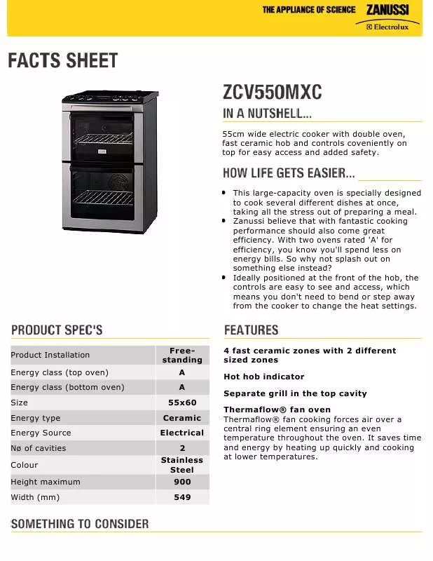 Mode d'emploi ZANUSSI ZCV550MXC