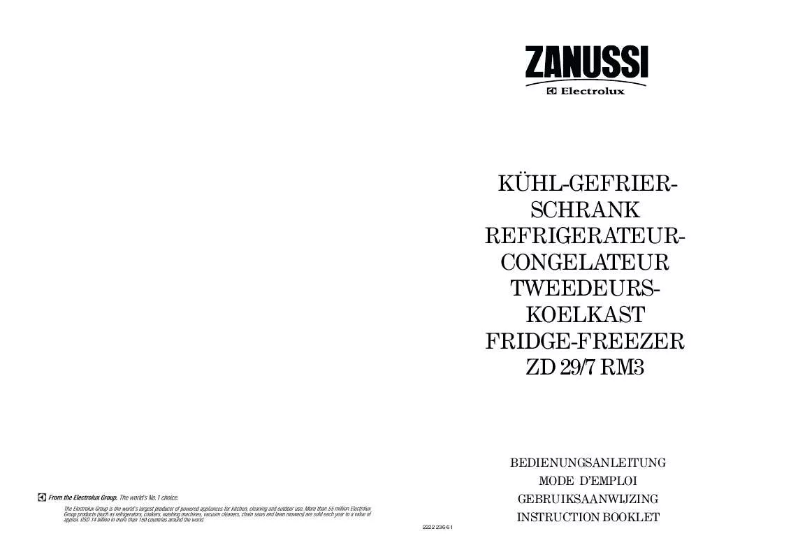 Mode d'emploi ZANUSSI ZD29/7RM3