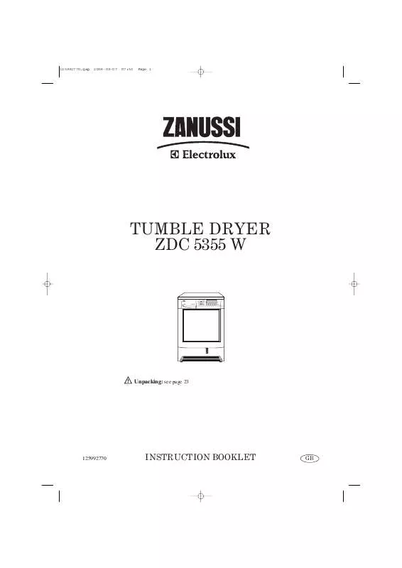Mode d'emploi ZANUSSI ZDC5355W