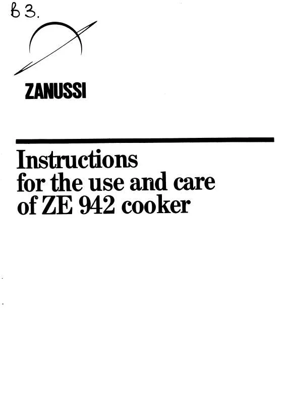 Mode d'emploi ZANUSSI ZE942