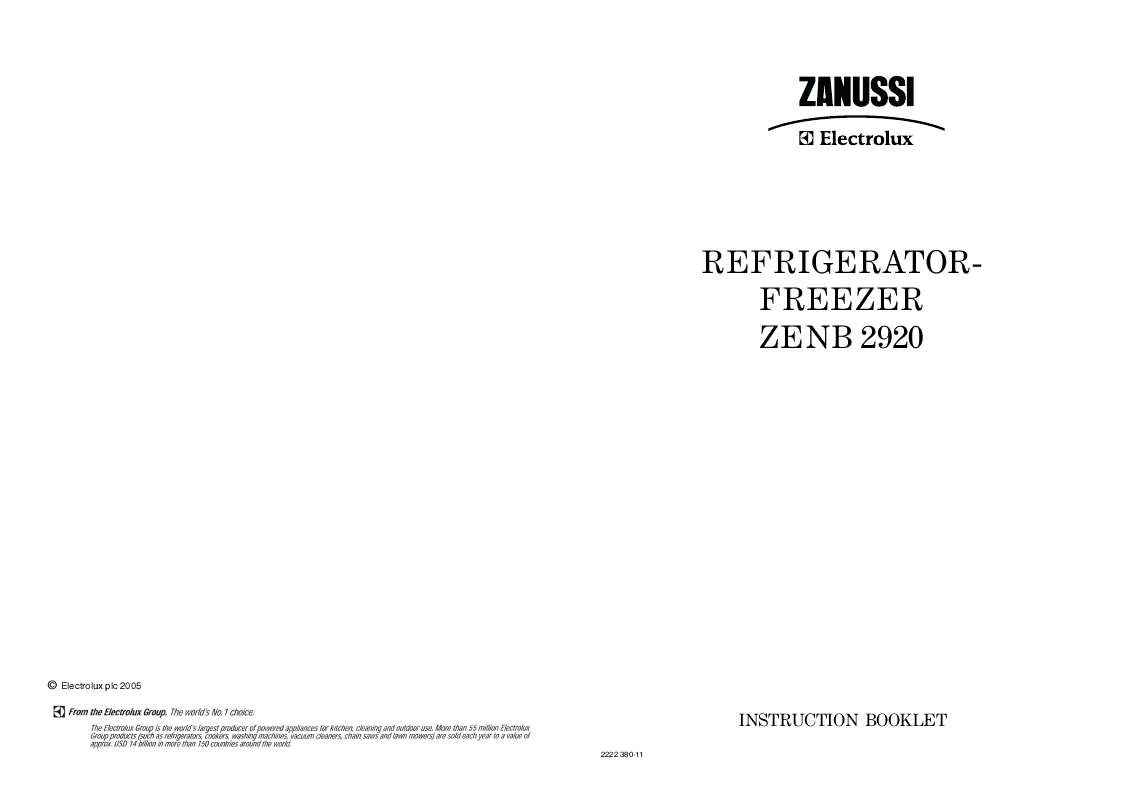 Mode d'emploi ZANUSSI ZENB2920