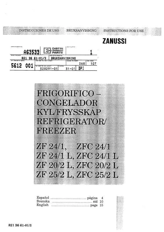 Mode d'emploi ZANUSSI ZF20/2L