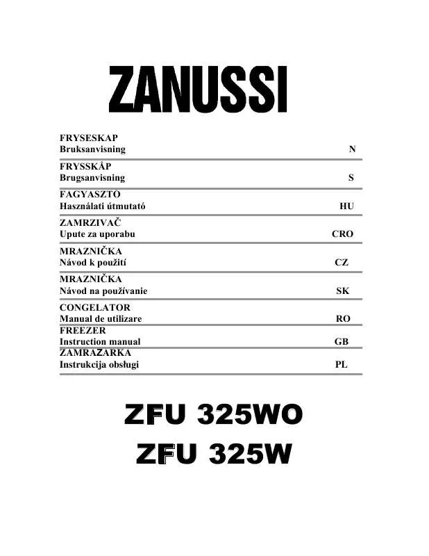 Mode d'emploi ZANUSSI ZFU325W