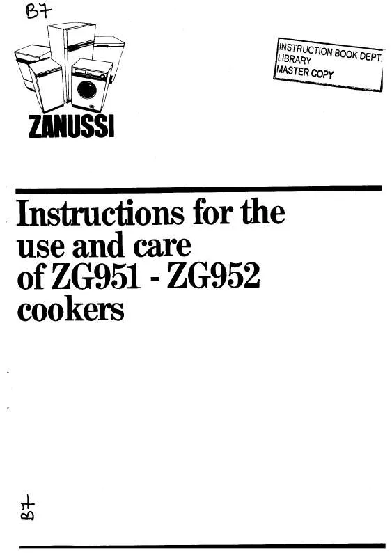 Mode d'emploi ZANUSSI ZG952