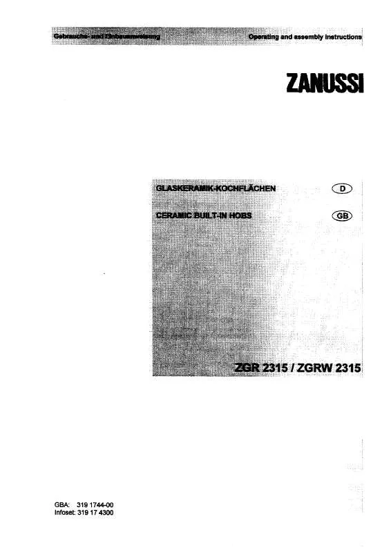 Mode d'emploi ZANUSSI ZGR2315