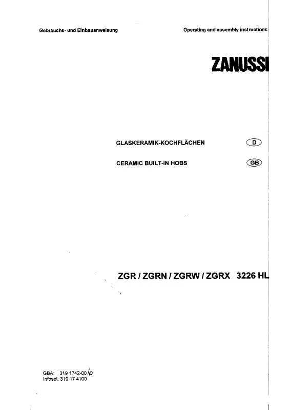 Mode d'emploi ZANUSSI ZGR3226HL