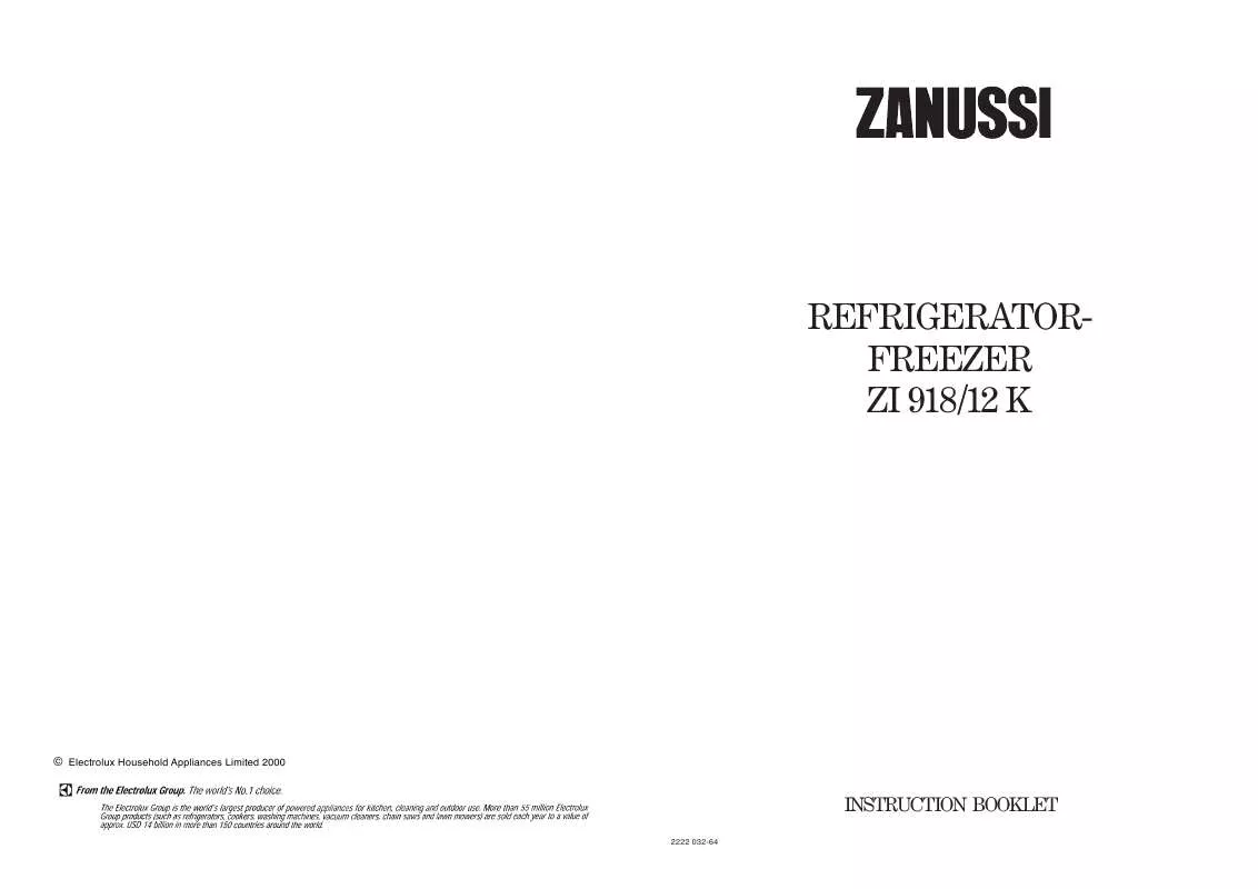 Mode d'emploi ZANUSSI ZI918/12K
