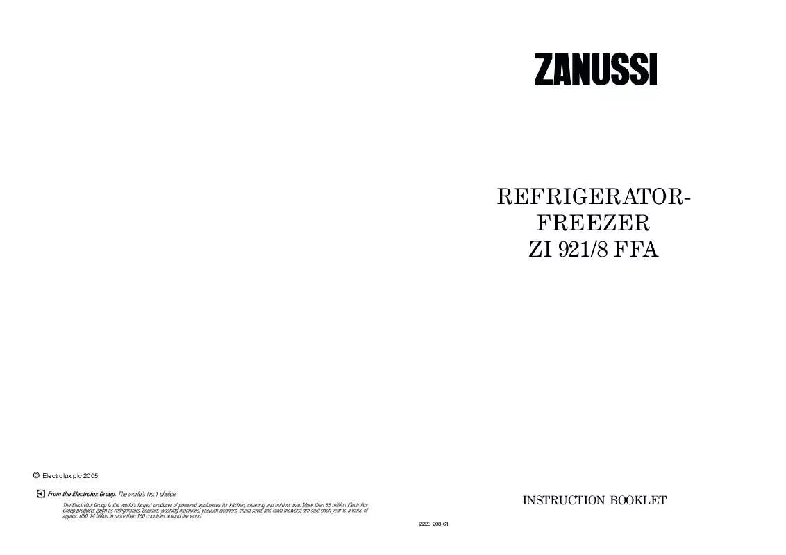 Mode d'emploi ZANUSSI ZI921/8FFA