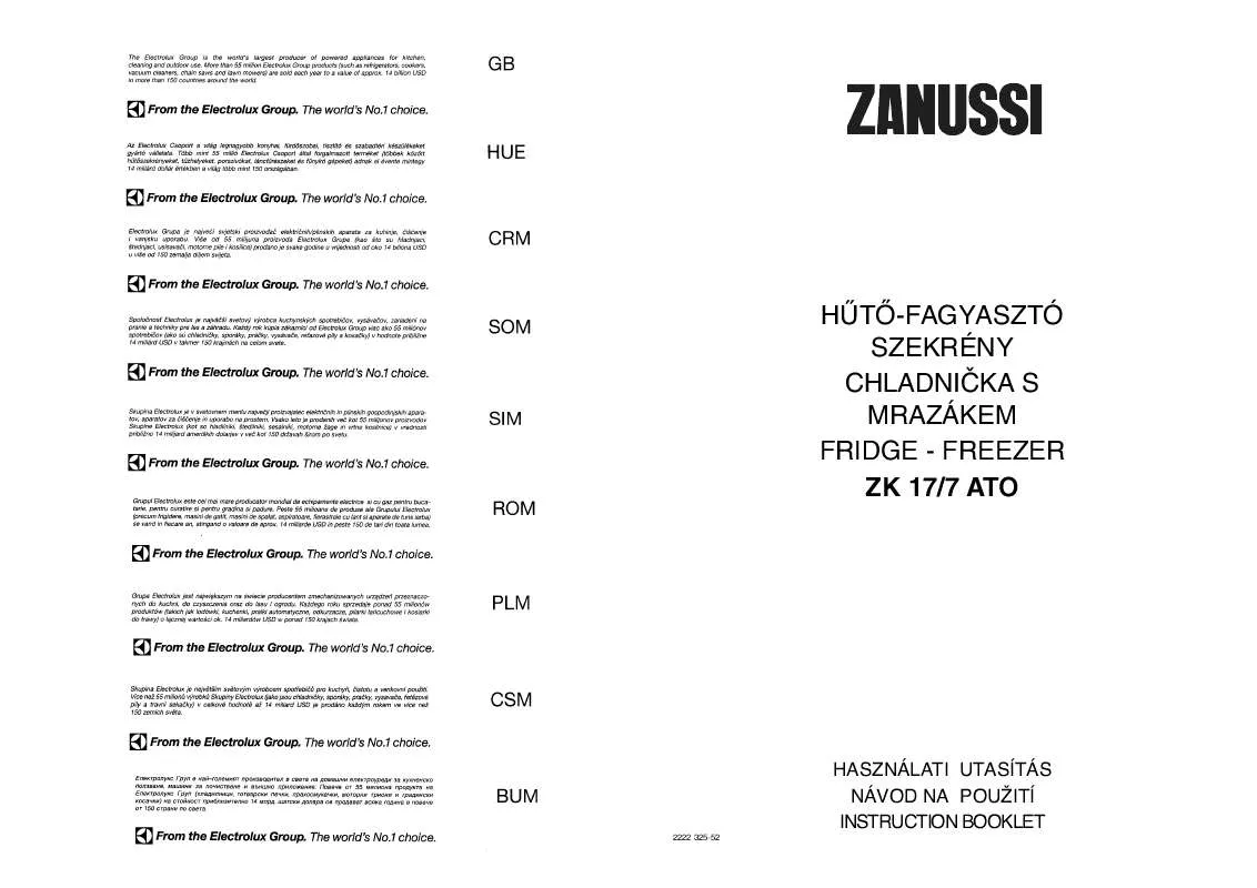 Mode d'emploi ZANUSSI ZK17/7ATO