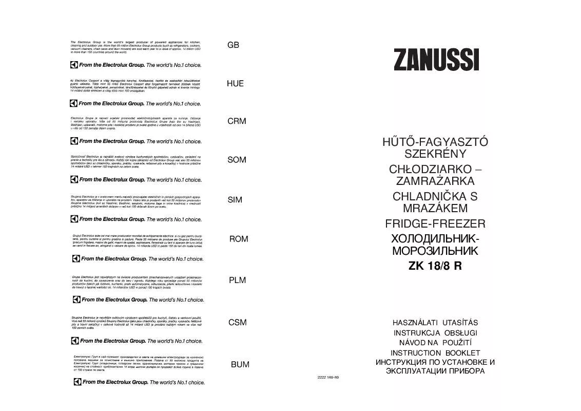 Mode d'emploi ZANUSSI ZK18/8R
