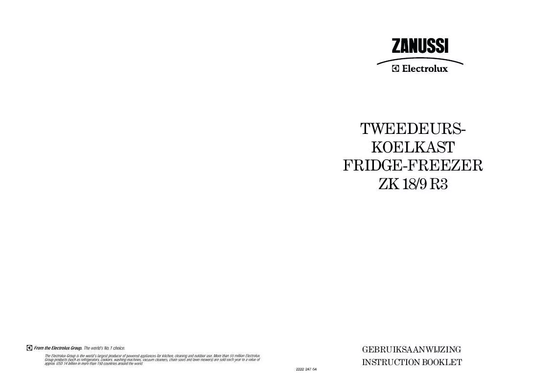 Mode d'emploi ZANUSSI ZK18/9R3