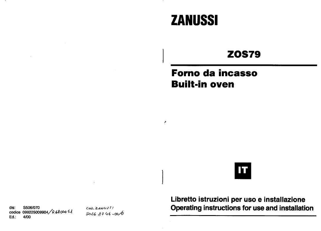 Mode d'emploi ZANUSSI ZOS79
