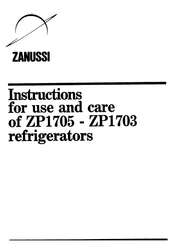 Mode d'emploi ZANUSSI ZP1703