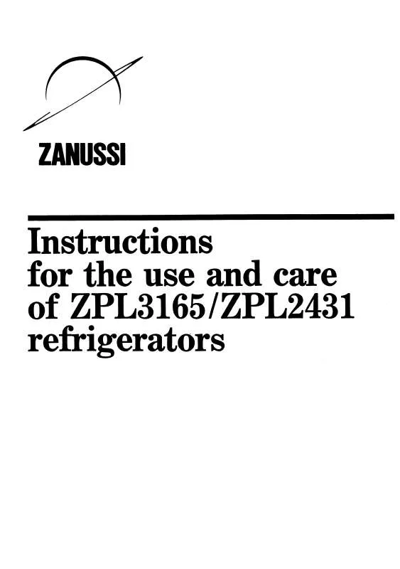 Mode d'emploi ZANUSSI ZPL3165