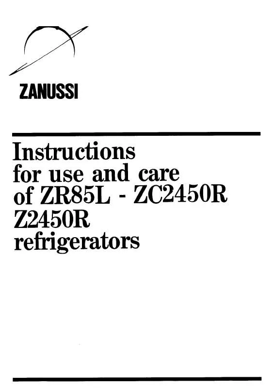 Mode d'emploi ZANUSSI ZR85L
