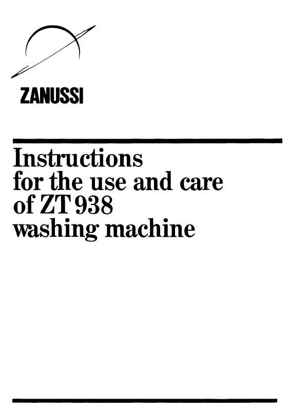 Mode d'emploi ZANUSSI ZT938
