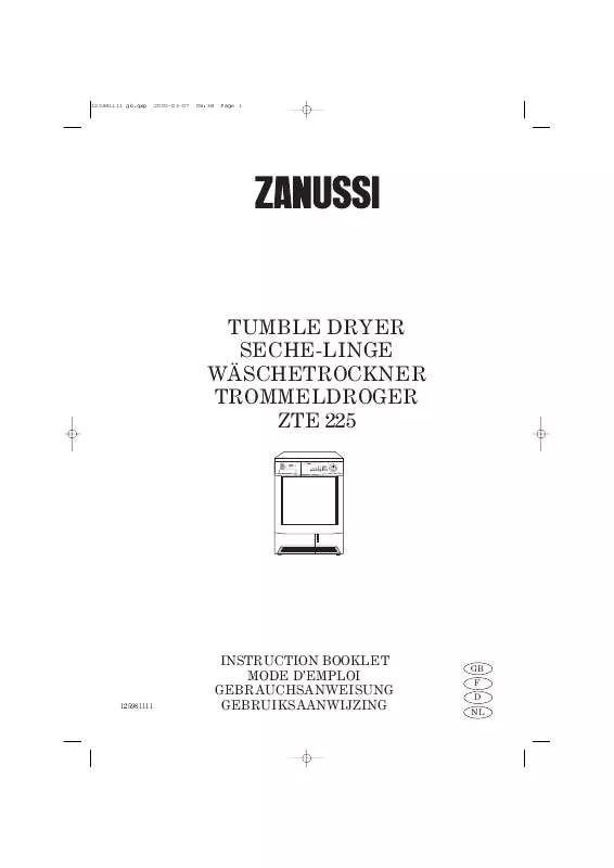 Mode d'emploi ZANUSSI ZTE225