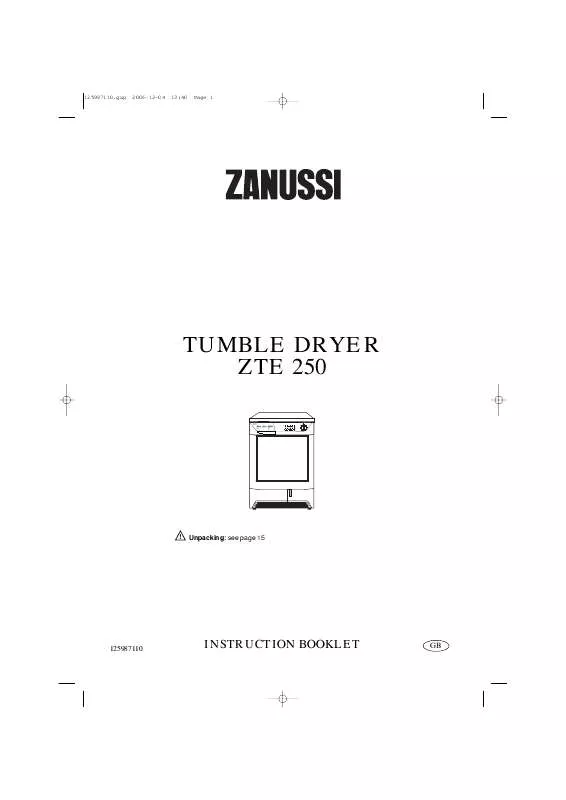 Mode d'emploi ZANUSSI ZTE250
