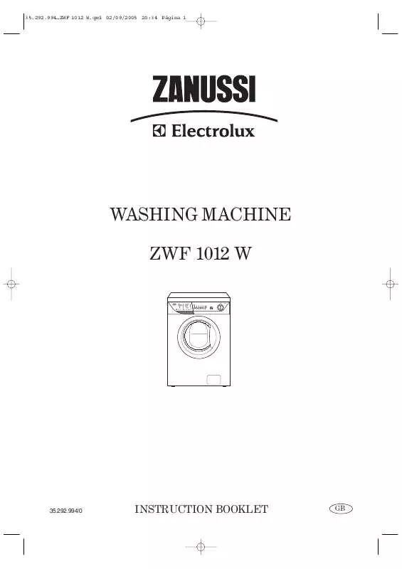 Mode d'emploi ZANUSSI ZWF1012W