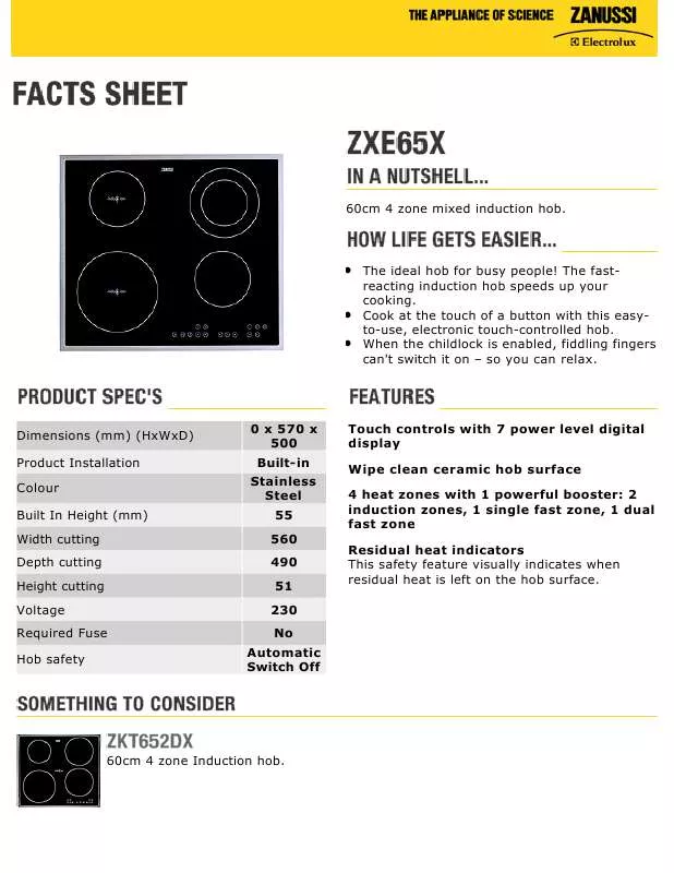 Mode d'emploi ZANUSSI ZXE65X