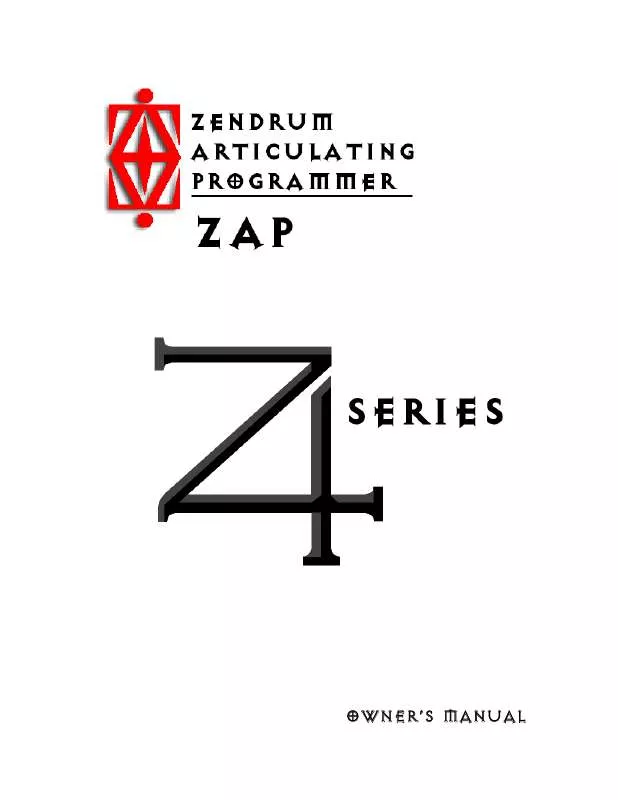 Mode d'emploi ZENDRUM ZENDRUM Z4 ARTICULATING PROGRAMMER ZAP