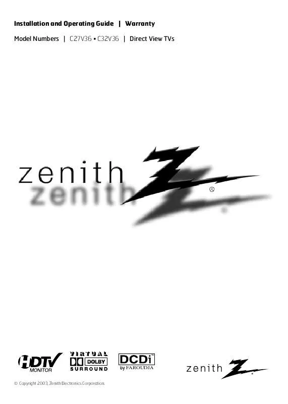 Mode d'emploi ZENITH C27V36