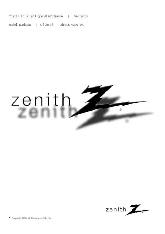 Mode d'emploi ZENITH C30W46