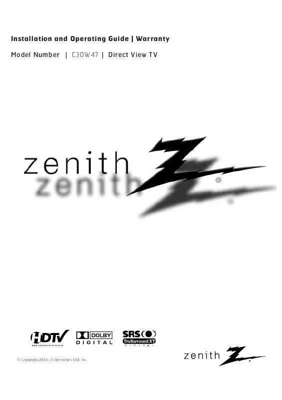 Mode d'emploi ZENITH C30W47